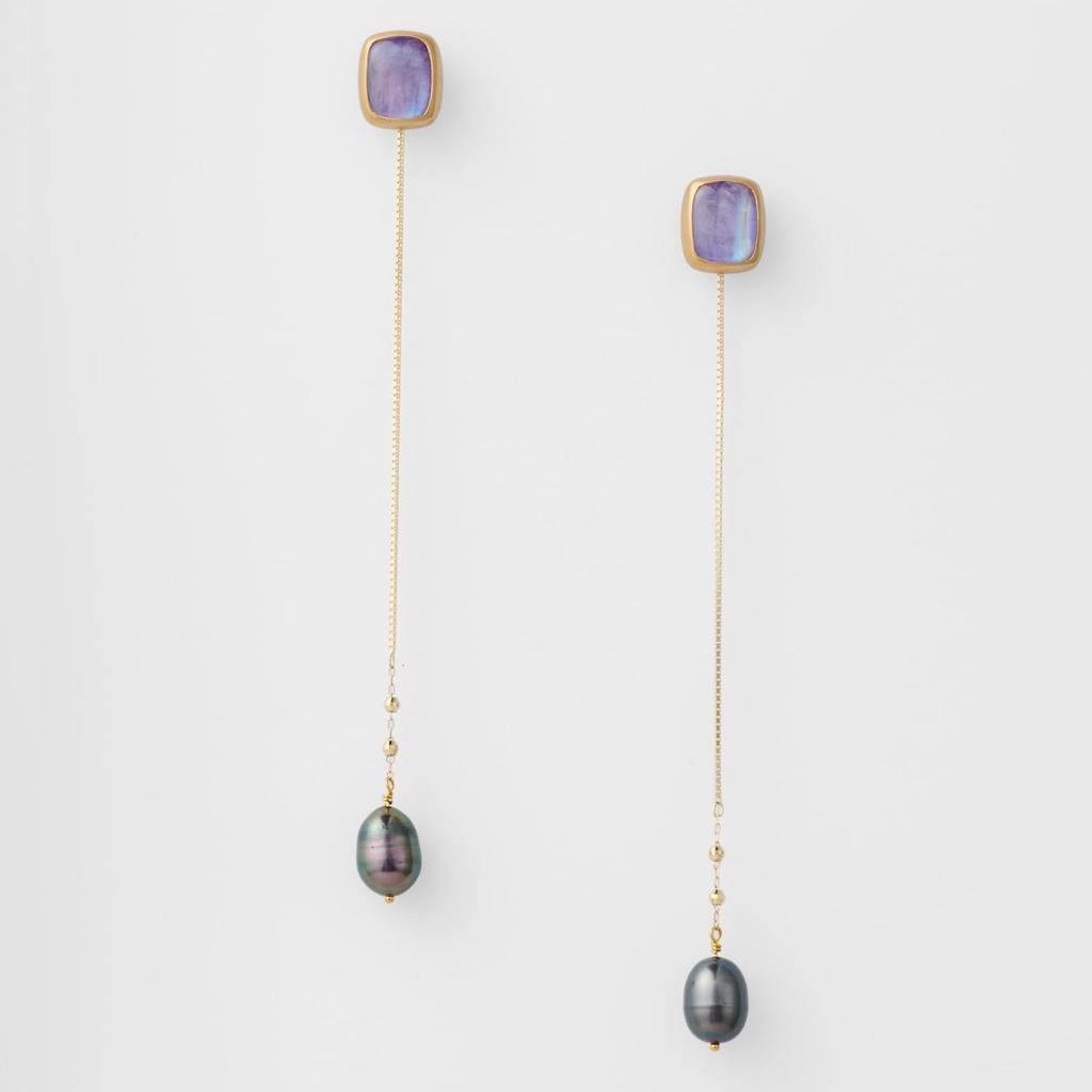 Серьги с жемчугом K10 [Агат] charm/1024311732610999