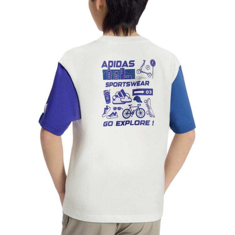 adidas Детская футболка с круглым вырезом, короткий рукав, приятная для кожи, топ KH0267