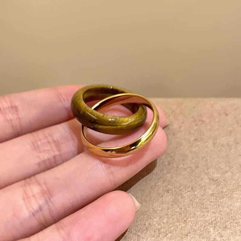Minimalist Stacking Ring – Natural Stone Gold Plated Band Rings For Daily Layered Style