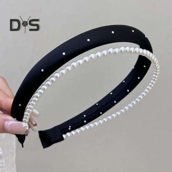 Повязка на голову с имитацией жемчуга, легкая двухслойная повязка на голову, обруч для волос во французском стиле, мягкий на ощупь, универсальный аксессуар для одежды