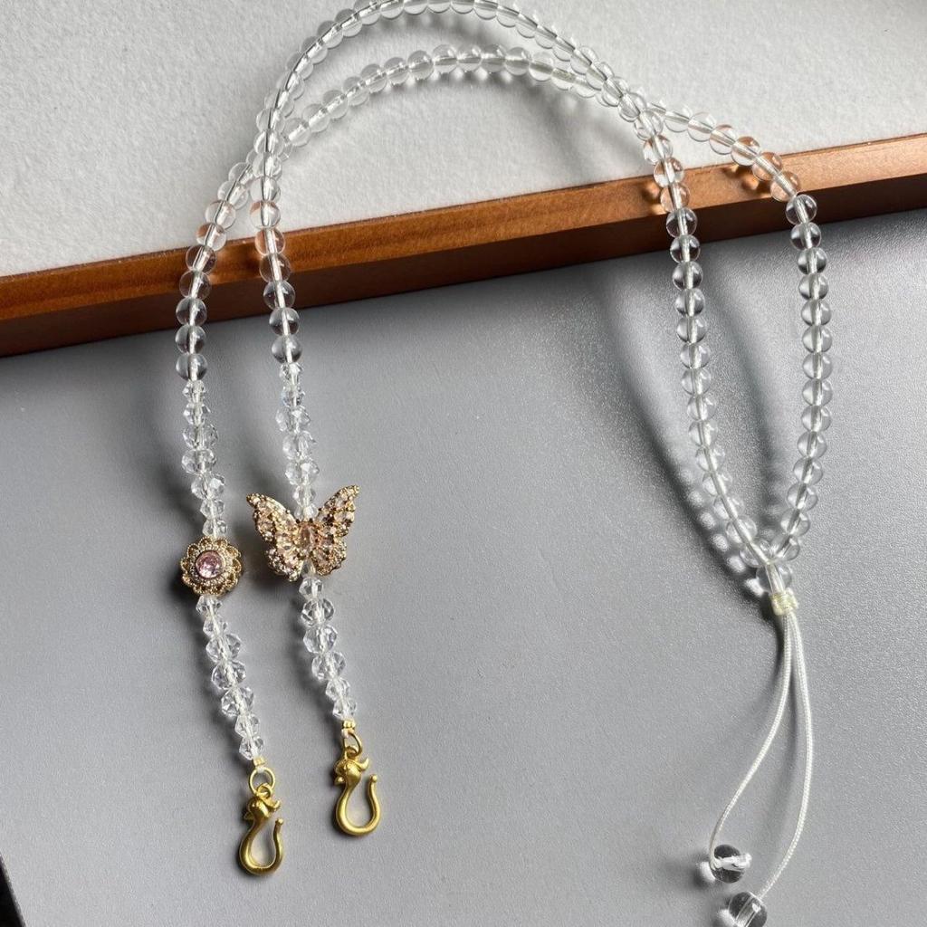 Кулон-замок Белый Кои ручной работы с золотой цепочкой - Оригинальный дизайн в китайском стиле, Двойной шнурок для ушей, 6 мм