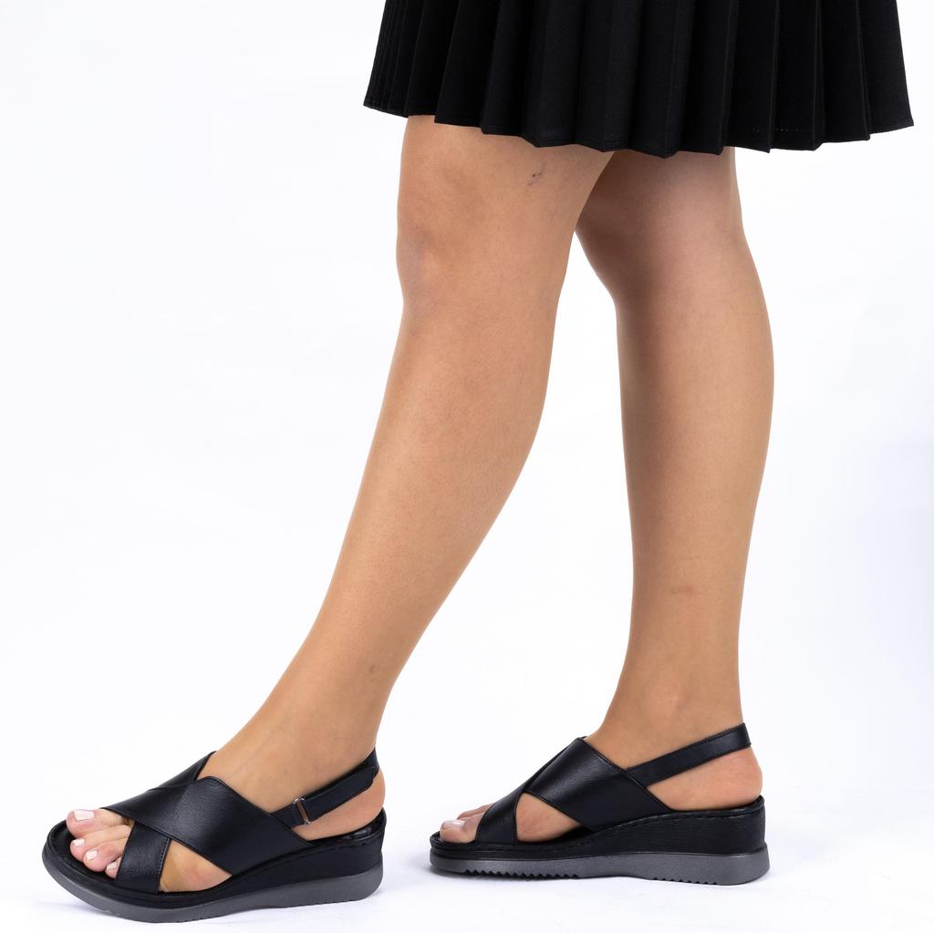 Женские удобные повседневные сандалии из натуральной кожи на танкетке с анатомическим каблуком