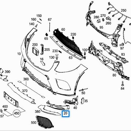 Mercedes-Benz W166 GLE300 Накладки переднего бампера - 2928854722, 2928854822