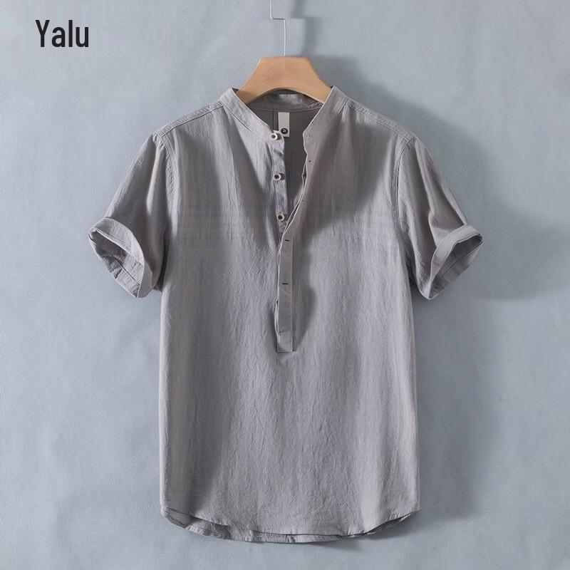 Мужская рубашка с коротким рукавом Yalu, смесовая ткань, китайский стиль