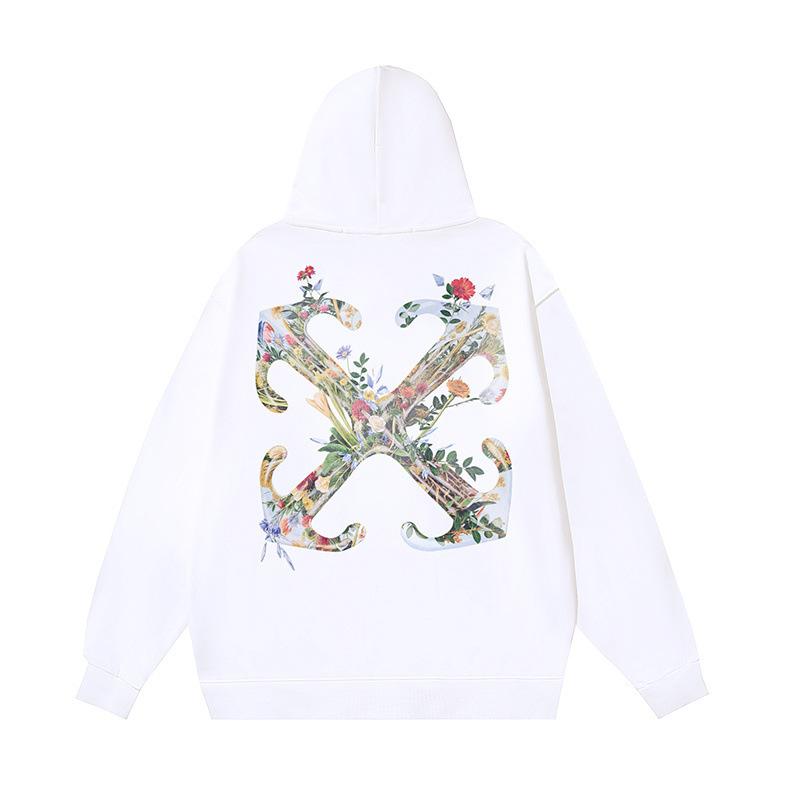 1281 Off-White 2026 Autumn/Winter New Plant Flower Printed Pattern Hoodie Hoodie for Men and Women