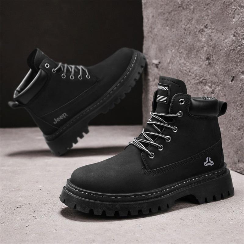 New Fashion Autumn And Winter Men's High Top Martin Boots Students Male Boys Trending Soft Sole Work Shoes Labor Protection Martin Sneakers
