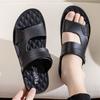 Men's Leather Thick Sole Beach Summer Outdoor Dad Non-Slip Wear-Resistant Dual-Purpose Cool Slippers