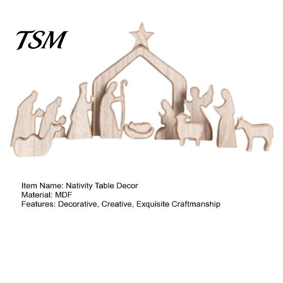 Stable Figurines Set Christmas Nativity Table Decorations, Wooden Scene Sculpture, Baby Decorations Saint And Animal for Holiday Party Home Decor Wood