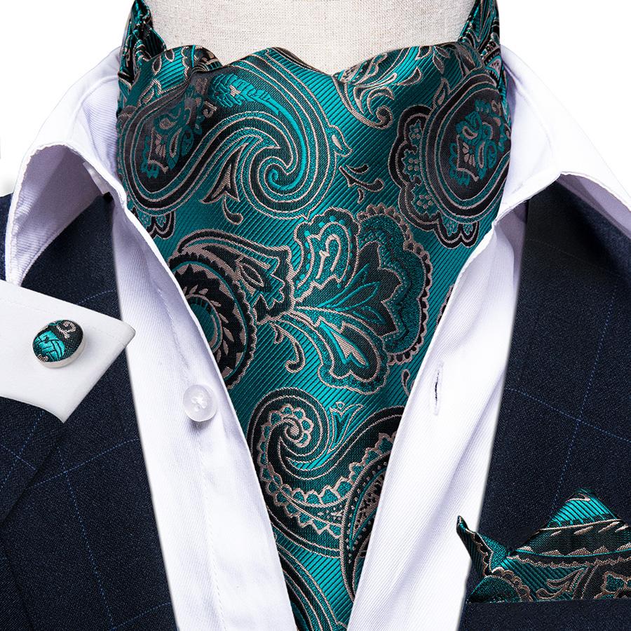 Новый галстук Ascot для мужчин, классический галстук с узором пейсли, шелковый носовой платок с запонками, набор галстуков для вечеринки
