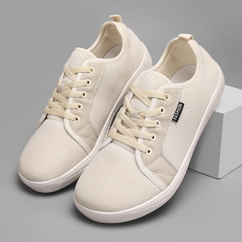 Мужские дышащие сетчатые повседневные спортивные туфли на широкой колодке, с низким верхом, на шнуровке, для улицы, нескользящие, для широкой стопы