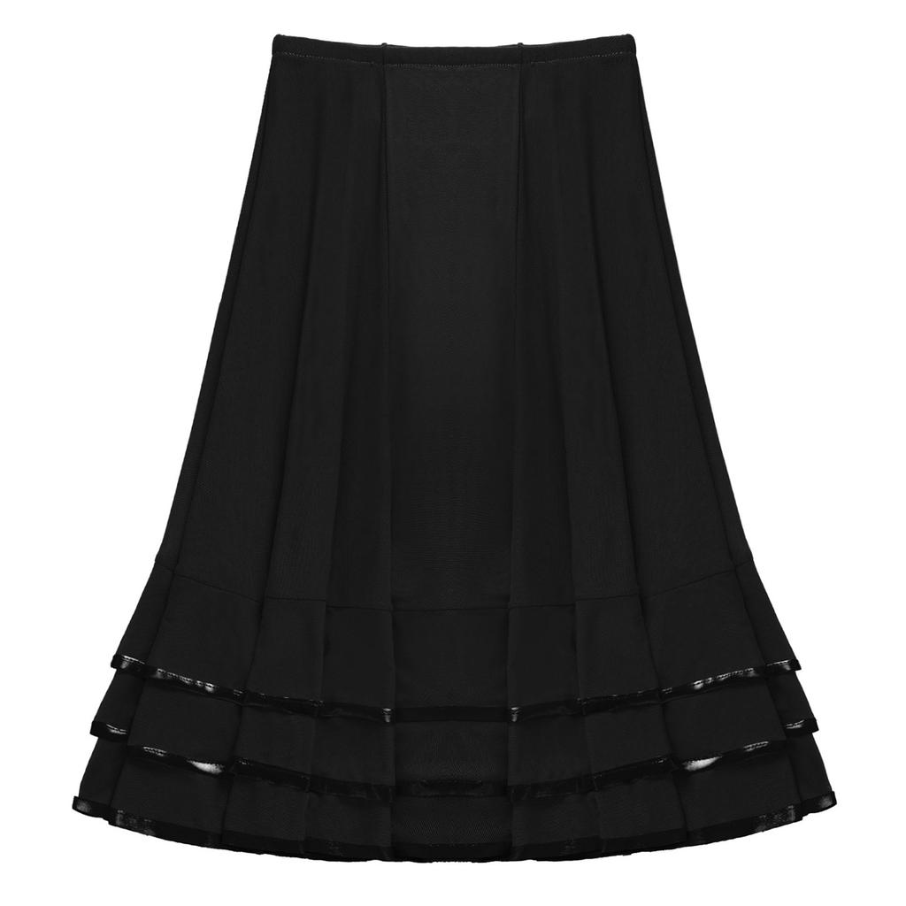 Девочки Эластичный Пояс Многоярусная Танцевальная Юбка Полосатая Сетка Однотонный Дизайн Стильная Юбка для Практики