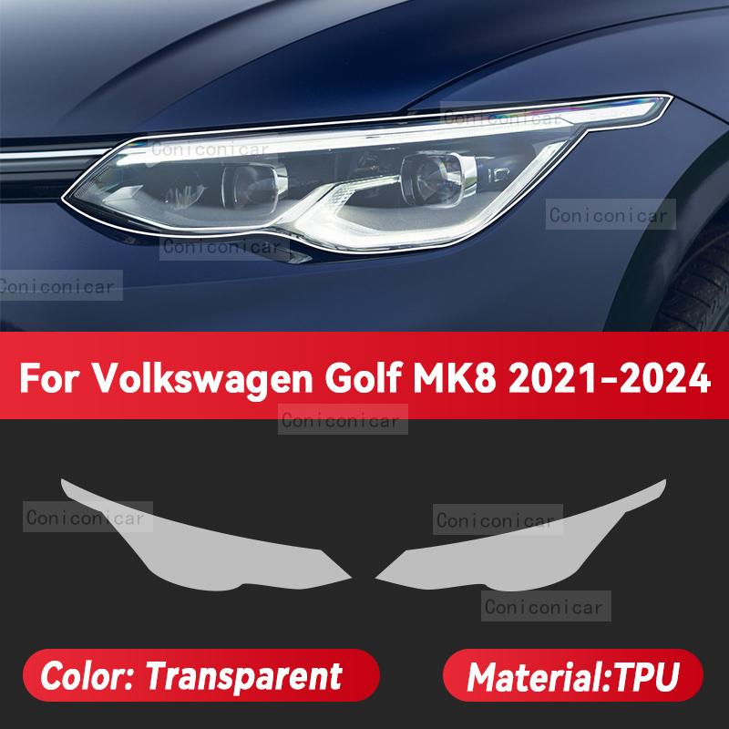Для Volkswagen GOLF 8 MK8 2021-2024 Автомобильная прозрачная защитная пленка из ТПУ для фар, наклейка для изменения цвета тонировки передних фар