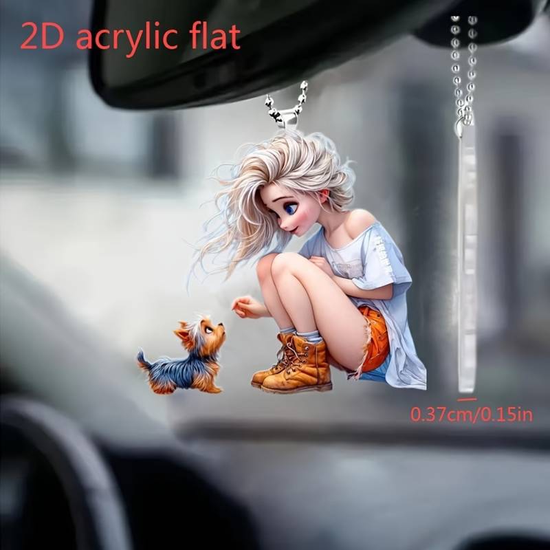 2D Новая сексуальная девушка и щенок Подвеска Плоская 2D Подвеска для салона автомобиля Подвеска для подарка на праздник