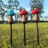 Rustproof Metal Ground Stakes Solar Mushroom Garden Stake Light, Resin Fairy Lamp with Gardening Gifts for Plant Lovers Warm Glow, Waterproof Outdoor