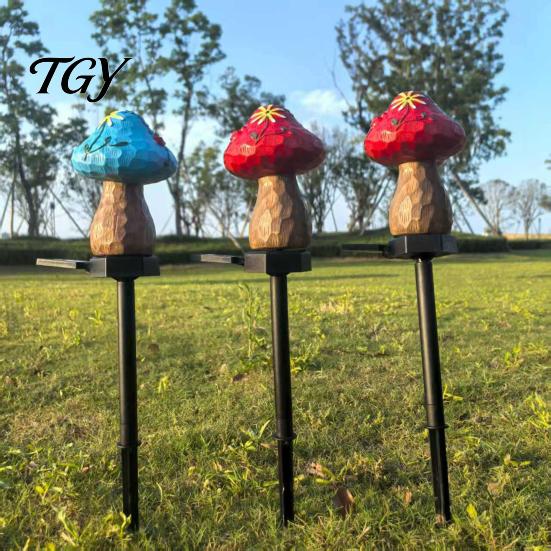 Rustproof Metal Ground Stakes Solar Mushroom Garden Stake Light, Resin Fairy Lamp with Gardening Gifts for Plant Lovers Warm Glow, Waterproof Outdoor