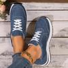 Fashion Blue Denim Platform Sneakers Women Fashion Thick Sole Lace Up Sports Shoes Woman Plus Size 43 Comfortable Casual Female Sneakers