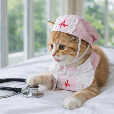 Нарядное смешное платье-костюм медсестры для кошки Регулируемый дышащий Косплей для питомца Шляпа медсестры Платье-трансформация кошки Фотодекор