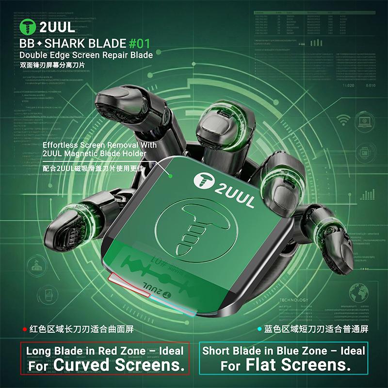 2UUL BB01 Double Edge Screen Repair Blade 100PCS for Mobile Phone LCD Screen OCA Glue Cleaning Removal Scraper Cutting Knife