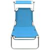 Folding Sun Lounger with Sun Canopy Steel Turquoise Blue