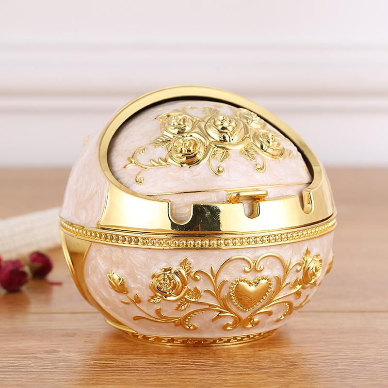 Windproof Ashtray Creative Personality Trendy Metal Cover Fall Prevention Home Living Room Round Ashtray