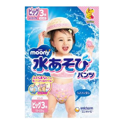 Unicharm Moony Water Play Pants Pink Big 3 Pieces Одноразовые подгузники для детей