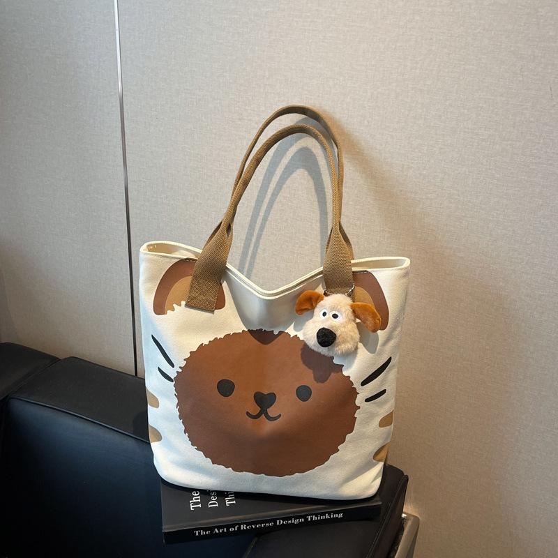 Новая летняя большая вместительная сумка-тоут с мультяшным принтом животных, милая модная сумка через плечо