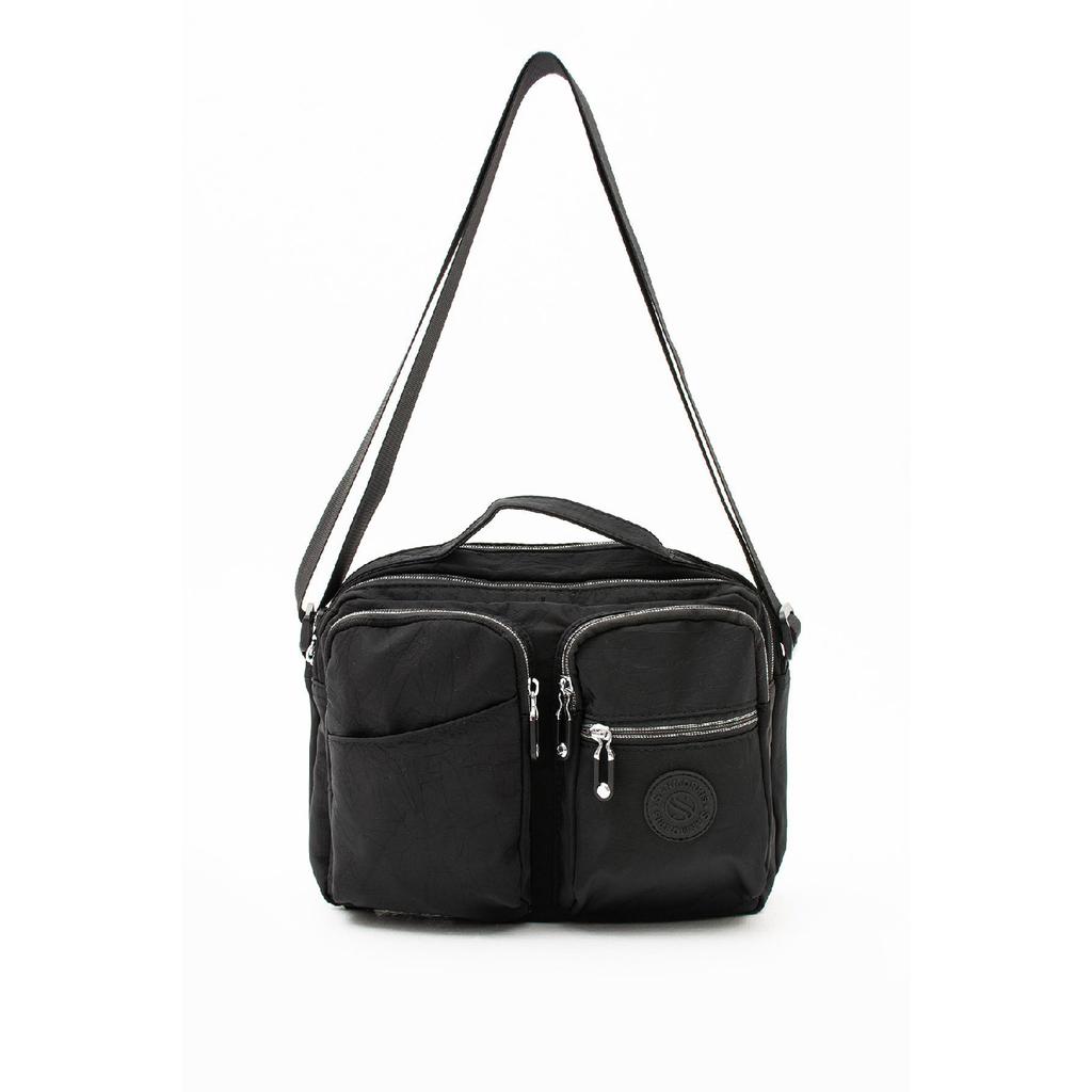 Women's Multi-pocket Waterproof Satin Fabric Adjustable Cross Strap Shoulder Bag