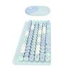 Wireless Keyboard and Mouse Widely Retro Circular Key Loptop Combo, Compatible, Design, (Blue)