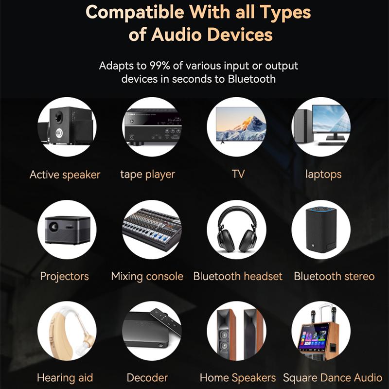 RGB Bluetooth 5.3 аудио передатчик приемник ЦАП/AUX/RCA/USB/коаксиальный/оптический/6,5 мм микрофон караоке Hifi DSP беспроводной адаптер