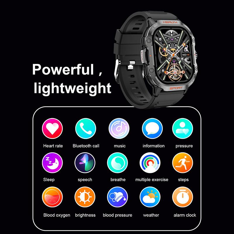 Rainbuvvy HK24 Умные часы 2,01-дюймовый AMOLED-экран Bluetooth-звонки Мониторинг здоровья Частота сердечных сокращений Мониторинг сна NFC Спортивные часы