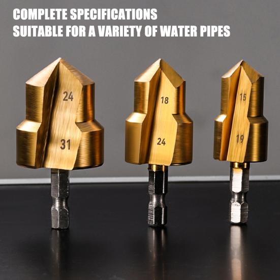 1/3Pcs Heavy-Duty Pipe Reaming Drill Bits Rustproof Corrosion Resistant Easy Installation Versatile Compatibility Reamer