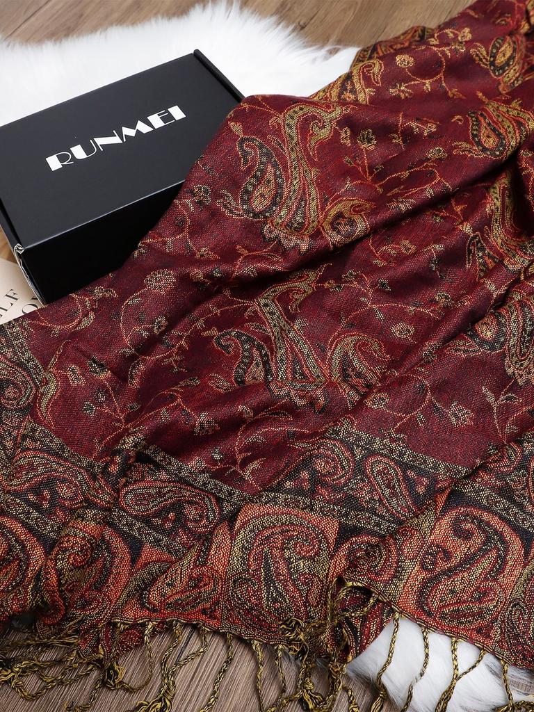 Jacquard Tassel Scarf Imitation Cashmere Soft And Breathable Autumn And Winter Versatile Women'S Shawl Scarf Light Luxury Style