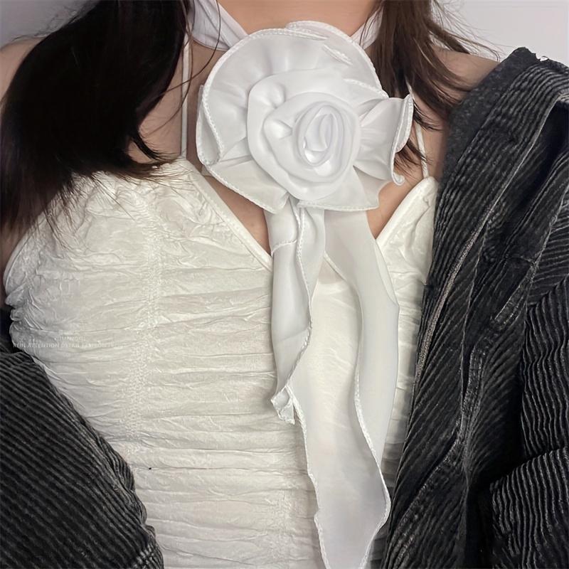 1 шт. Одежда Мода Многоцелевой Наряд Элегантное Украшение Длинный Шелковый Шарф Темперамент Аксессуары Привлекательная Роза