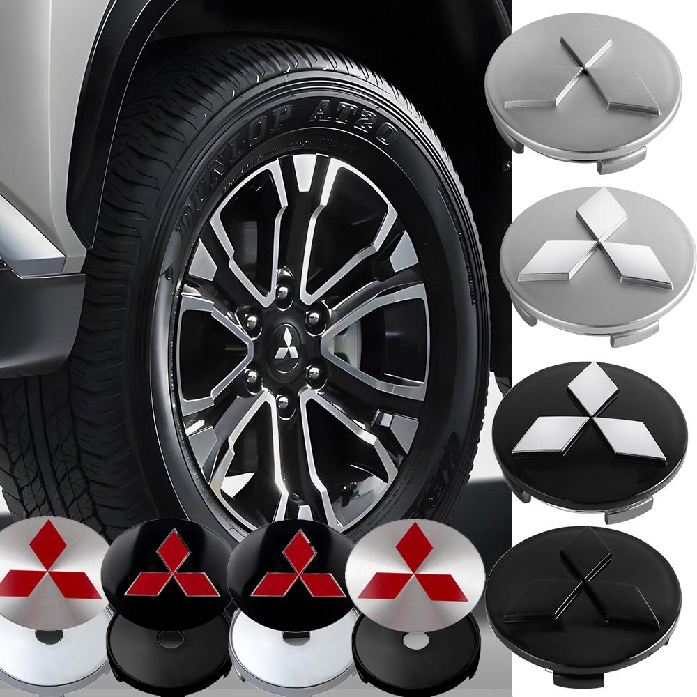 fszp1 For Mitsubishi Lancer Outlander Galant Ttiton Ralliart 4pcs 56/60mm Car Emblem Wheel hub Center Cap Badge Covers Accessories