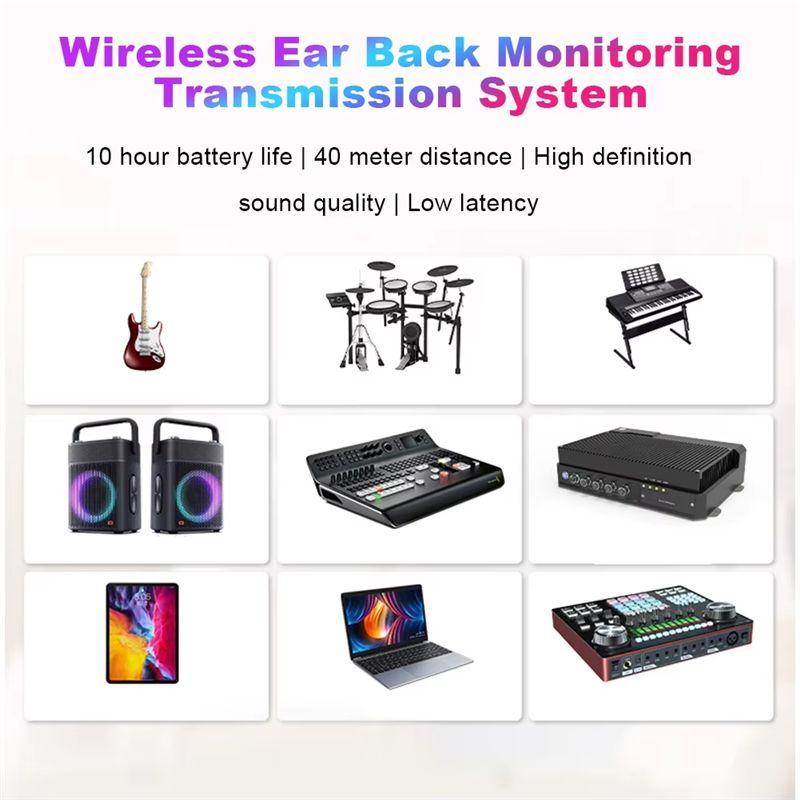 ABNR Wireless In Ear Monitor System Rechargeable Transmitter Receiver Wireless Earphone Monitor Transmission System
