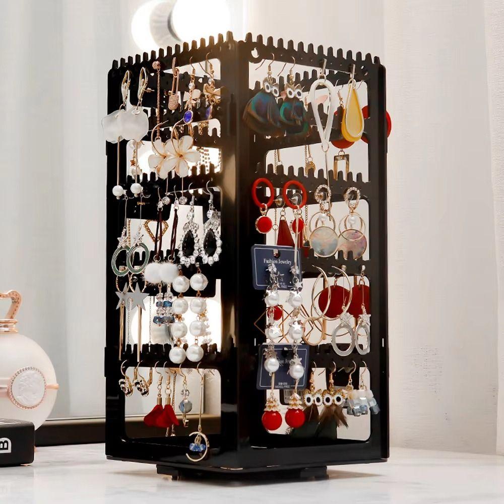 360 Degree Necklaces Rings Holder Rotating Jewelry Storage Box Earring Organizer