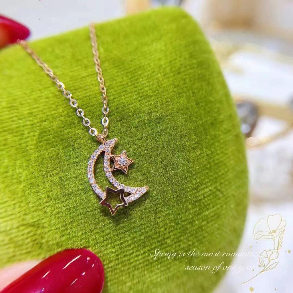 Ожерелье «Звезда и Луна» для женщин, модная индивидуальность, простая легкая роскошная бриллиантовая ключичная цепочка, универсальная подвеска в виде ниши
