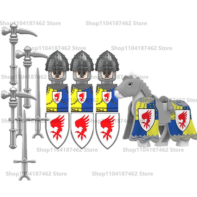 Средневековый Военный Замок Рыцарь Армия Набор Строительные Блоки Зеленый Дракон Воин-волк Война Роз Боевой Конь Оружие Кирпичные Игрушки