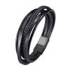 Punk Stainless Steel Multilayer Bracelets Genuine Leather Bracelet & Bangles For Men Jewelry Black Color Fashion Gift BB1002