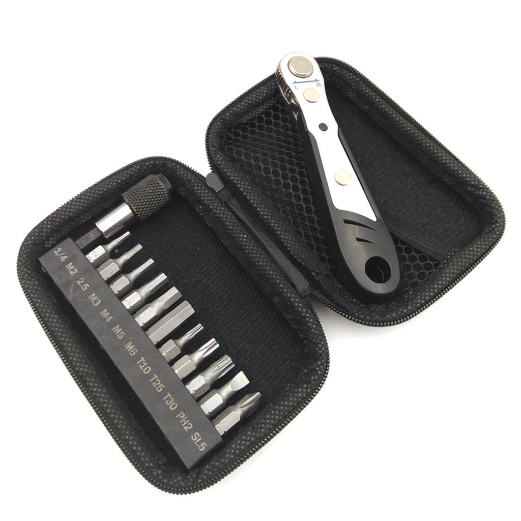 Mountain Bike Ratchet Wrench Set Bicycle Spanner Repair Tool with Allen Key Hex Torx Wrench Bit