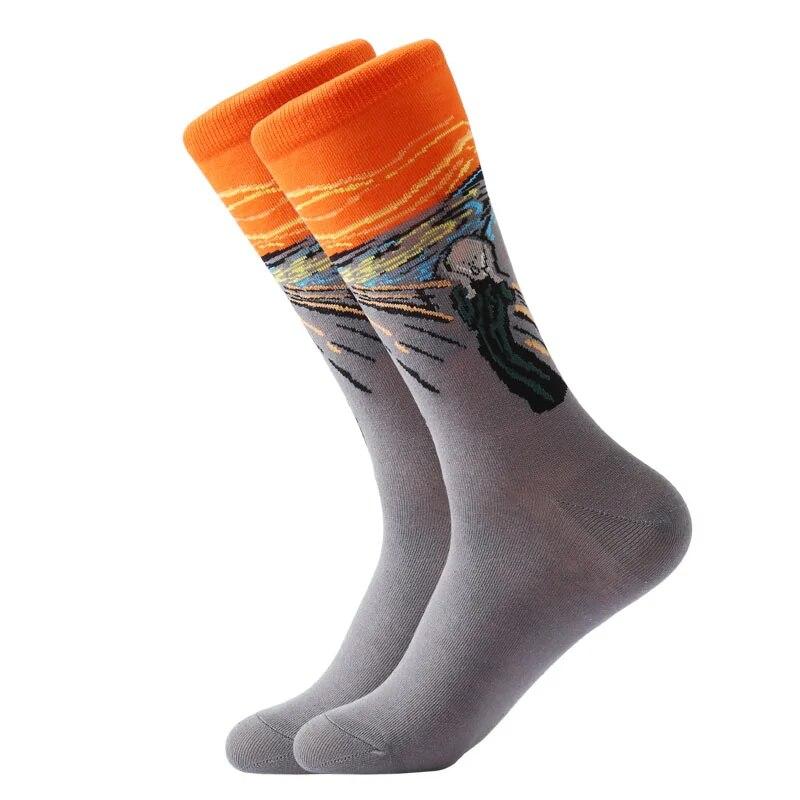 Hot Dropshipping Autumn Winter Retro Women New Art Van Gogh Mural World Famous Oil Painting Series Men Socks Funny Socks