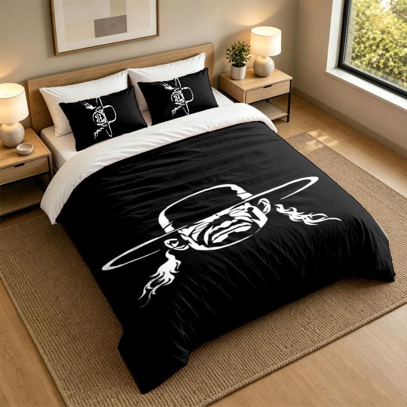 3Pcs Bedding SetThe Undertaker Soft Bed Sheet and Two Pillowcases Home Bedroom Decor
