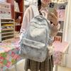 Schoolbag Large capacity schoolbag for men and women, junior high school students, campus solid color backpack, Japanese versatile college student 