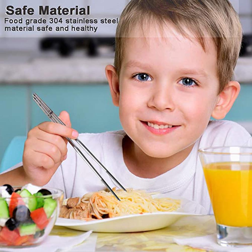 5 пар палочек для еды из нержавеющей стали с 1 держателем для подставки, многоразовые, легкие, для путешествий домой