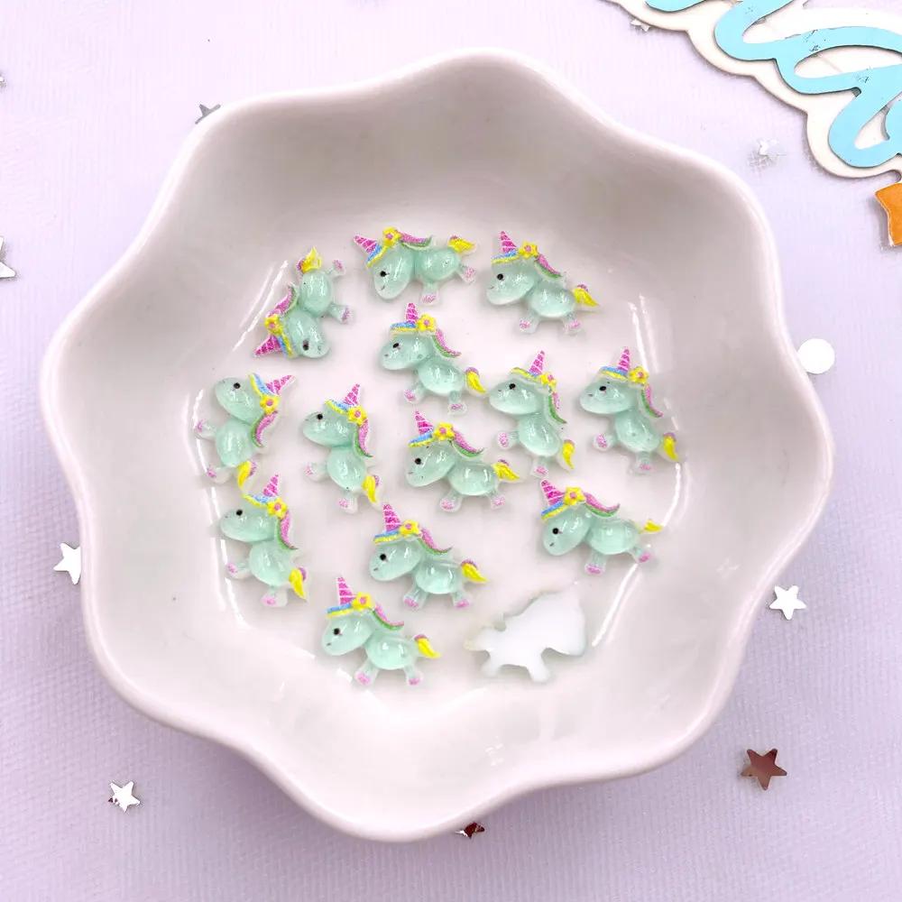 50pcs Resin Colorful 3D Unicorn Figurines Nail Art Flatback Rhinestone Scrapbook DIY Wedding Applique Jewelry Accessories Crafts