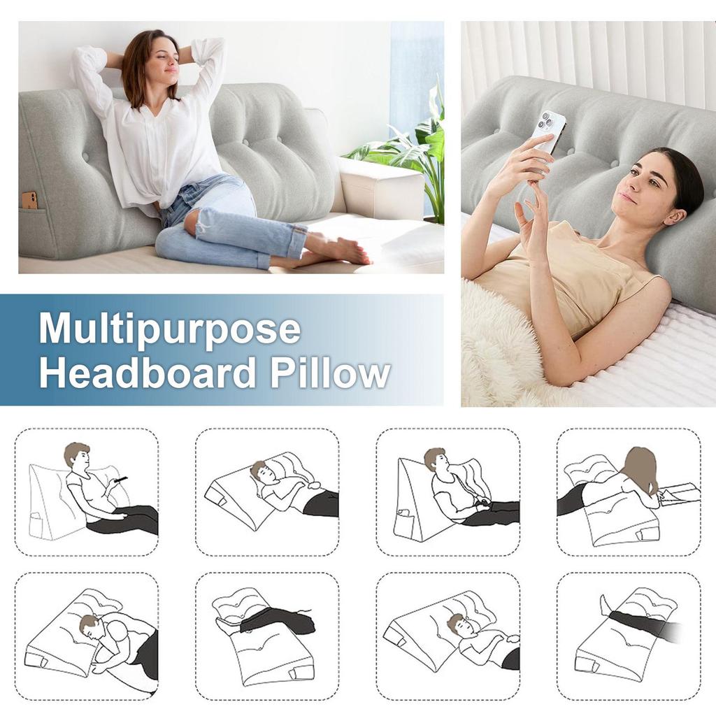 Подушка-клин для изголовья, подушка-валик для изголовья со съемным чехлом, подушки для тахты, двухъярусной кровати для сидения, чтения или работы в постели