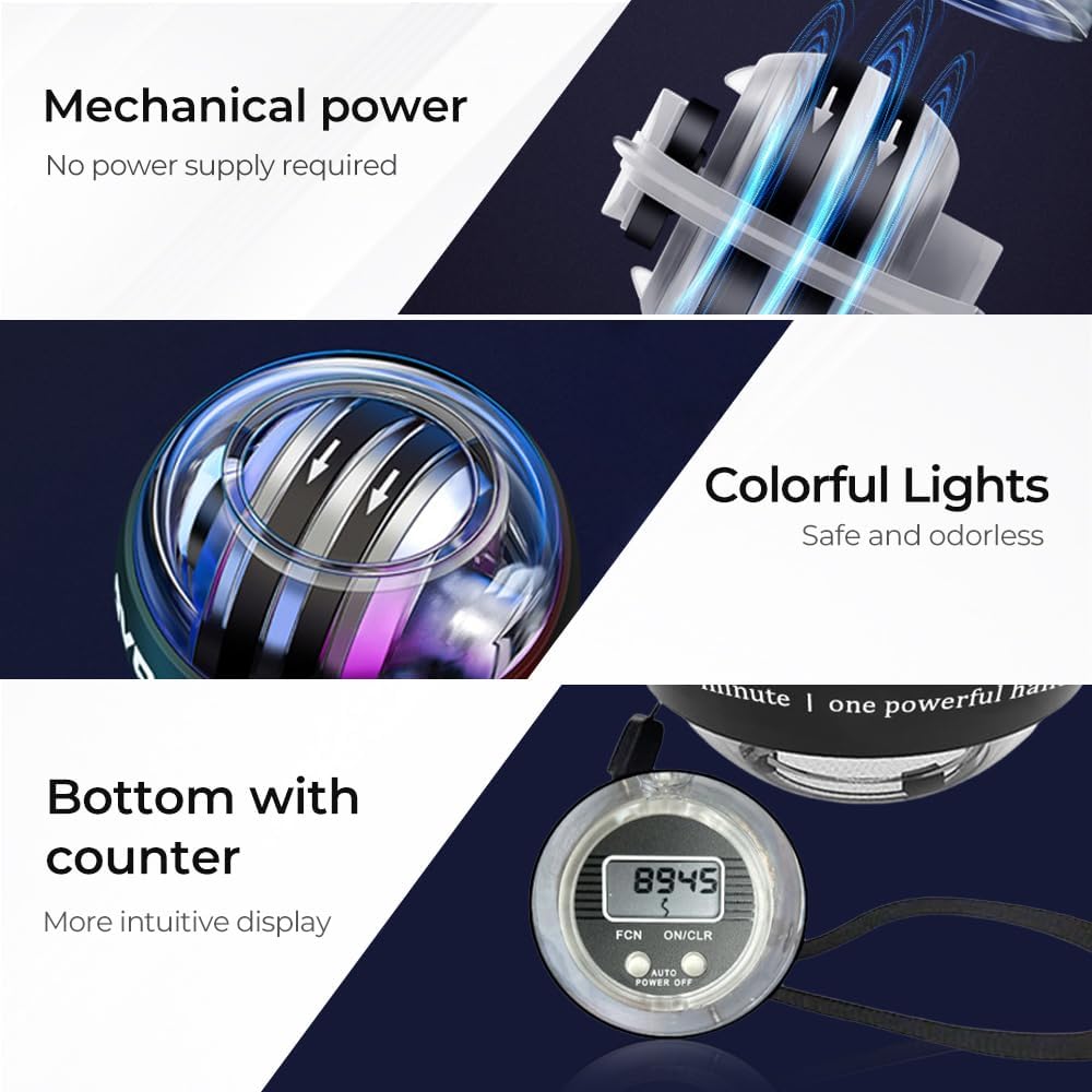 Автоматический кистевой тренажер, усилитель запястья и предплечья для укрепления рук, пальцев, костей и мышц, красочная подсветка