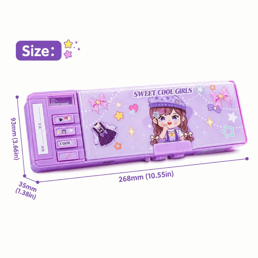 Large Capacity Pencil Case Password Lock Stationery Organizer Cartoon Stationery Box  Kids