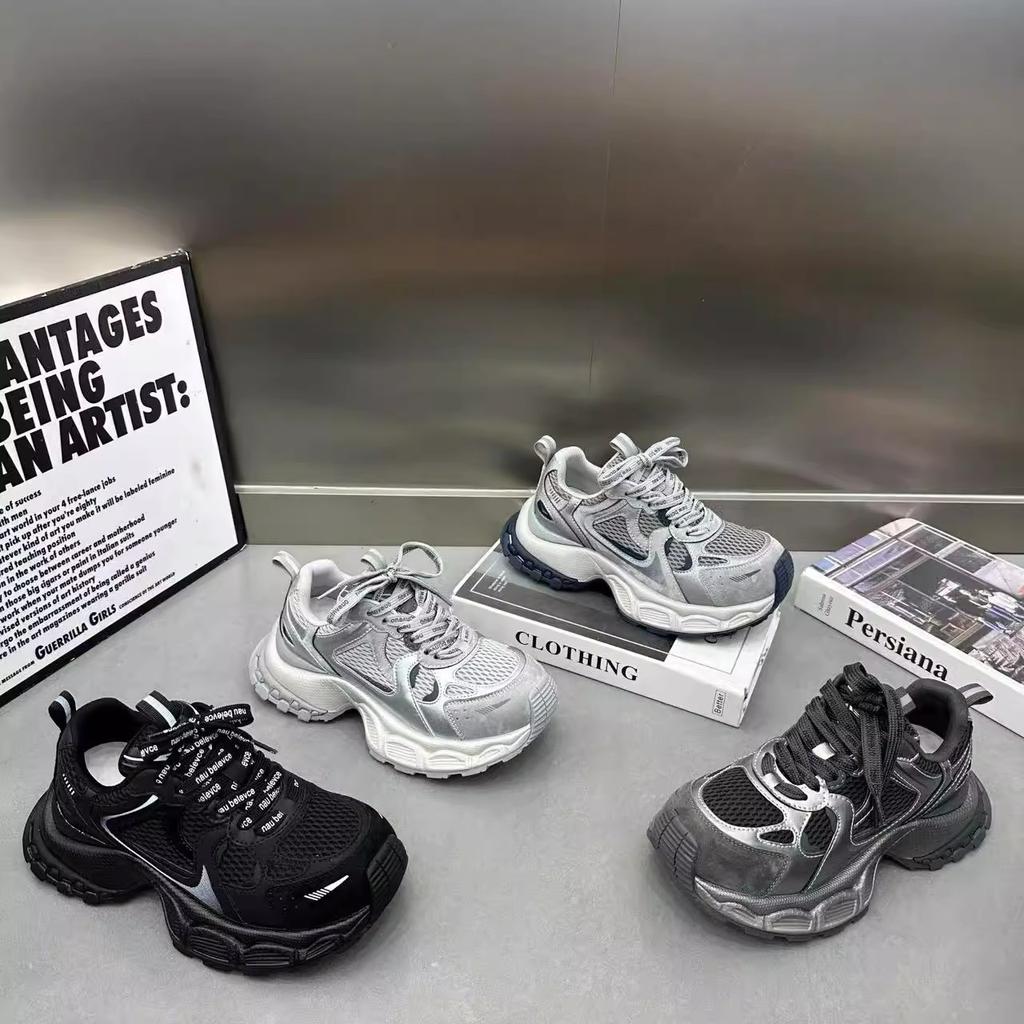 5 см ретро европейские папины кроссовки женская обувь 2025 осень новинка на толстой подошве удобные и дышащие повседневные спортивные кроссовки