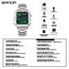 Мужские роскошные кварцевые часы SANDA - Стальной ремешок, Водонепроницаемые, Три часовых пояса, Универсальные для повседневного ношения и для работы.